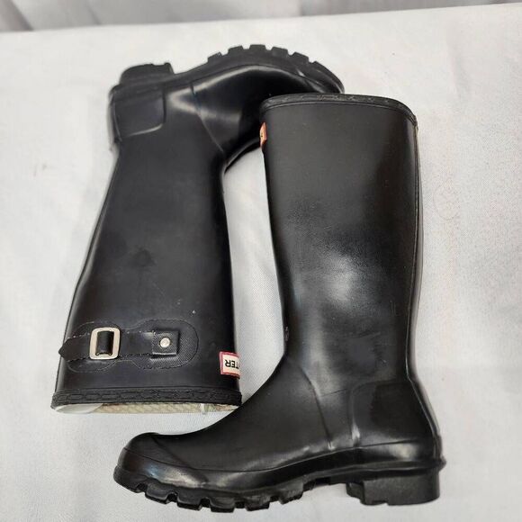 Hunter Black Tall Rubber Rain Boots Size Unisex 5M/6F - Picture 7 of 11